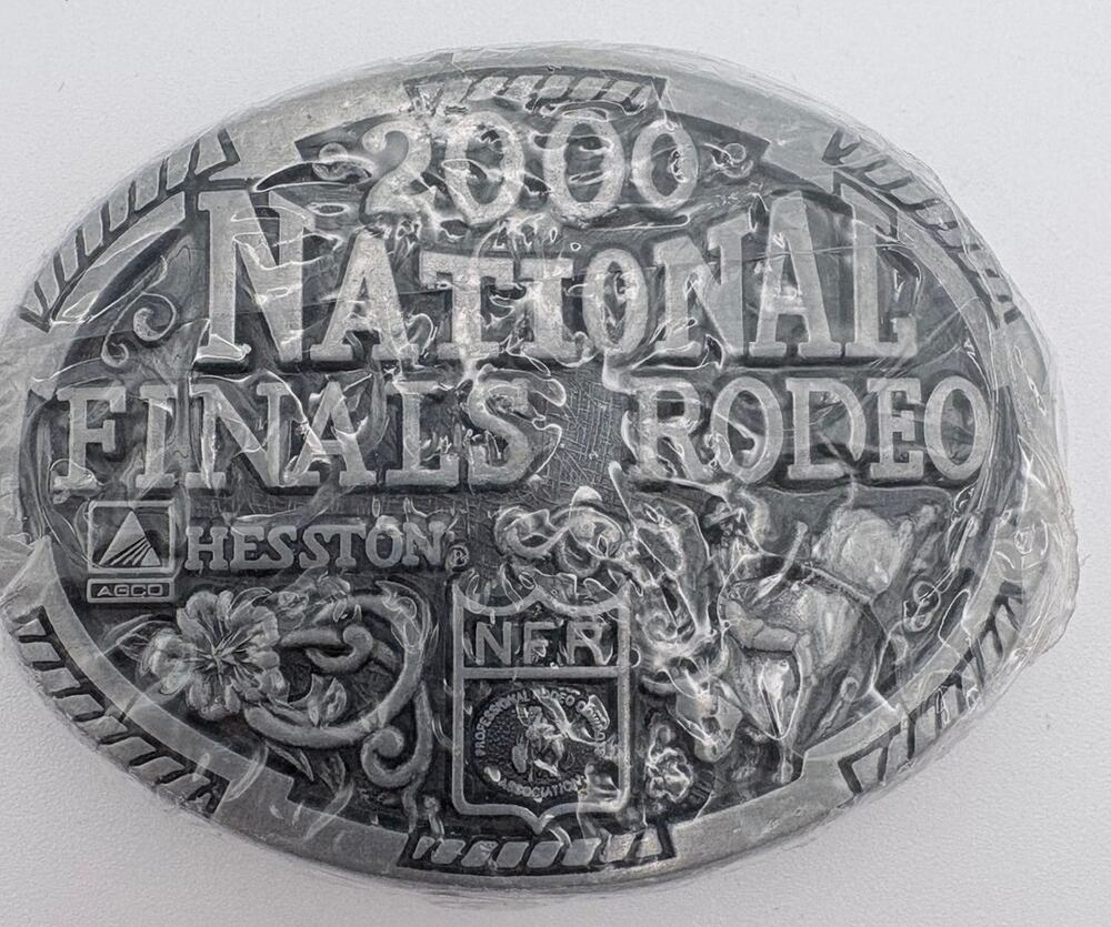 Heston 2000 National Finals Rodeo Silver-Tone Belt Buckle